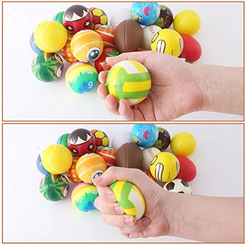LovesTown 24 PCS Stress Balls Bulk, Sport Stress Balls For Adults Kids Foam Squeeze Balls Stress Relief Assorted Designs Treasure Box Toys For Party Classroom Students Prize 4 LovesTown 24 PCS Stress Balls Bulk, Sport Stress Balls For Adults Kids Foam Squeeze Balls Stress Relief Assorted Designs Treasure Box Toys For Party Classroom Students Prize - Image 2