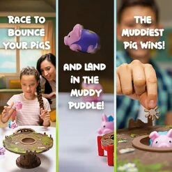 Pigs On Trampolines - Family Game - Skill & Action - Bounce Pigs Into Mud - 2 To 3 Players - For Ages 6+ 11 Pigs On Trampolines - Family Game - Skill & Action - Bounce Pigs Into Mud - 2 To 3 Players - For Ages 6+ -Folkmanis Toys Shop 51ZraT7JihL