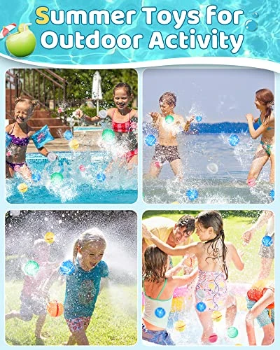 Reusable Water Balloons, Quick Fill Self Sealing Silicone Water Bomb Splash Balls For Water Fight, Water Toys For Kids Outdoor Activities,Water Park, Summer Party 4PC 5 Reusable Water Balloons, Quick Fill Self Sealing Silicone Water Bomb Splash Balls For Water Fight, Water Toys For Kids Outdoor Activities,Water Park, Summer Party 4PC - Image 3