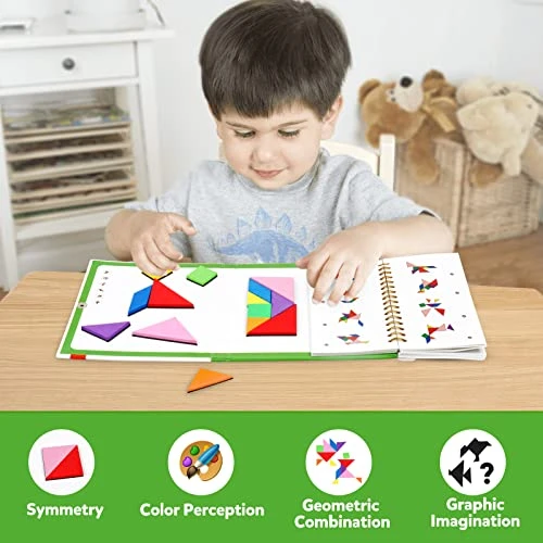 Travel Tangram Puzzle Car Game Magnetic Pattern Blocks Road Airplane Trip Essentials Activities Montessori Educational Toys Brain Teasers Book For Age 4-8 Kids Boys Girls Toddler (368 Solution) 7 Travel Tangram Puzzle Car Game Magnetic Pattern Blocks Road Airplane Trip Essentials Activities Montessori Educational Toys Brain Teasers Book For Age 4-8 Kids Boys Girls Toddler (368 Solution) - Image 5