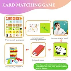 MICKYU 51 Pcs Wooden Blocks Stacking Tumbling Tower Kids Learning Toys Games With Dices, Mallet, Animals Cards, Tray, And Storage Bag -Folkmanis Toys Shop 51aELYmeBIL