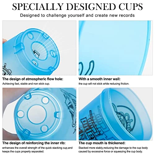 DEWEL Stacking Cup Game With 15 Stack Ways, 24pcs Cup Stacking Set, Sport Stacking Cups BPA-Free Material, Classic Family Game, Great Gift Idea For Stack Games Lover. (Blue & Green) 6 DEWEL Stacking Cup Game With 15 Stack Ways, 24pcs Cup Stacking Set, Sport Stacking Cups BPA-Free Material, Classic Family Game, Great Gift Idea For Stack Games Lover. (Blue & Green) - Image 4