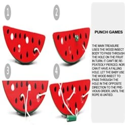 IFOTIME Worm Early Series Eating Learning Large Puzzle Toddler Watermelon Threading Education Fish Games For Kids Age 2 (Red, One Size) -Folkmanis Toys Shop 51aKKxo6jqL