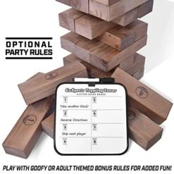 GoSports 5 Ft Giant Wooden Toppling Tower - Includes Bonus Rules With Gameboard - Choose Your Style -Folkmanis Toys Shop 51aLmDVLxAL