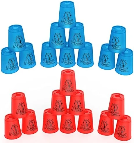DEWEL Stacking Cup Game With 15 Stack Ways, 24pcs Cup Stacking Set, Sport Stacking Cups BPA-Free Material, Classic Family Game, Great Gift Idea For Stack Games Lover. (Blue & Green) 17 DEWEL Stacking Cup Game With 15 Stack Ways, 24pcs Cup Stacking Set, Sport Stacking Cups BPA-Free Material, Classic Family Game, Great Gift Idea For Stack Games Lover. (Blue & Green) - Image 15