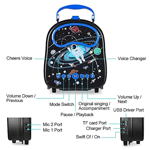 Kids Karaoke Machine For Boys Girls With 2 Microphone Portable Toddlers Singing Speaker Children Karaoke Toys With Voice Changer,Gifts For Birthday Holiday Christmas 7 Kids Karaoke Machine For Boys Girls With 2 Microphone Portable Toddlers Singing Speaker Children Karaoke Toys With Voice Changer,Gifts For Birthday Holiday Christmas - Image 5