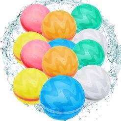 Reusable Water Balloons For Quick Water Filling, Beach Pool Patio Water Toys,Set Summer Splash Party Easy Quick Fun Outdoor Backyard For Swimming Pool… (12pcs)