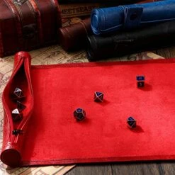 4 Pcs Dice Holder Polyhedral Dice Tray Rolling Mat With Zipper Folding Storage Dice Tray PU Leather Scroll Dice Bag Compatible With DND RPG Dice Table Game Accessories, Black Red Blue Brown -Folkmanis Toys Shop 51alY0rIQJL