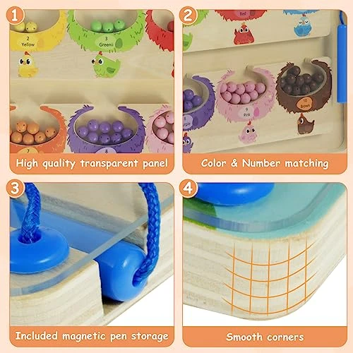 Hcqxnsl Magnetic Color And Number Maze,Toddler Wooden Magnet Board Puzzles Toy With Magnetic Pen Color Matching Sorting Game Educational Matching Games Fine Motor Skills Toys For Kids Boys Girls 5 Hcqxnsl Magnetic Color And Number Maze,Toddler Wooden Magnet Board Puzzles Toy With Magnetic Pen Color Matching Sorting Game Educational Matching Games Fine Motor Skills Toys For Kids Boys Girls - Image 3