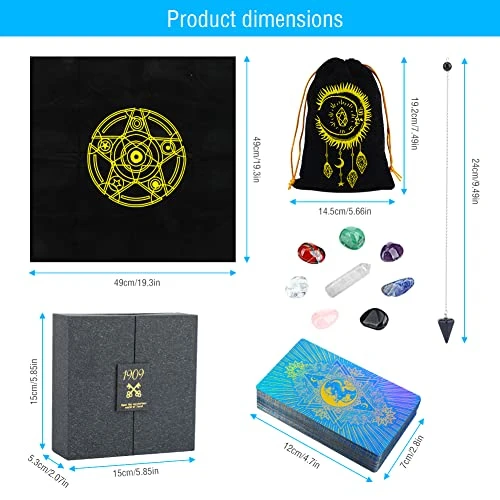 ACETOP Tarot Cards Set With Guide Book, 78 Original Tarot Cards Deck PVC Waterproof Classic Holographic Tarot Deck For Beginners & Expert, Fortune Telling Game With 7 Chakra Stones, Crystal Pendulum 3 ACETOP Tarot Cards Set With Guide Book, 78 Original Tarot Cards Deck PVC Waterproof Classic Holographic Tarot Deck For Beginners & Expert, Fortune Telling Game With 7 Chakra Stones, Crystal Pendulum