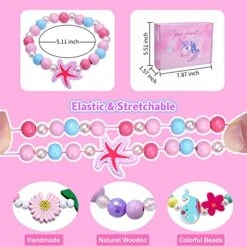 JOTIKO 20 Psc Bracelets For Little Girls - Princess Birthday Party Favors Goodie Bag Pinata Stuffers, Cute Friendship Rainbow Beaded Bracelet Play Jewelry Unicorn Mermaid Animals Wooden Charms Classroom Exchange Gifts -Folkmanis Toys Shop 51aq8VNtisL