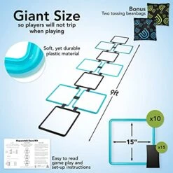 GETMOVIN SPORTS Hopscotch Squares Set With 2 Premium Beanbags Giant Sized 15 Inch Squares With 15 Connectors For Indoor/Outdoor Portable Fun Conditioning Agility Training -Folkmanis Toys Shop 51aylyVpbYL