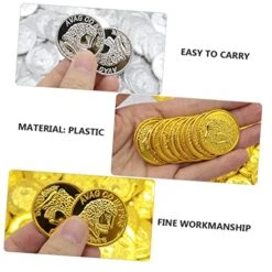 Yardwe 200pcs Christmas Coins Pirate Toy Plastic Coins Pirate Plastic Coin Favors Silver Challenge Coin Souvenir Coin Game Coins Coins Plastic Private Playset Photo -Folkmanis Toys Shop 51b7j7sNWPL
