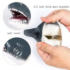 KIDAMI Dinosaur & Shark Toys Puppets Hand Puppet Set Role Play Rubber Soft Touch Realistic For Kids And Adults (4 Pack)