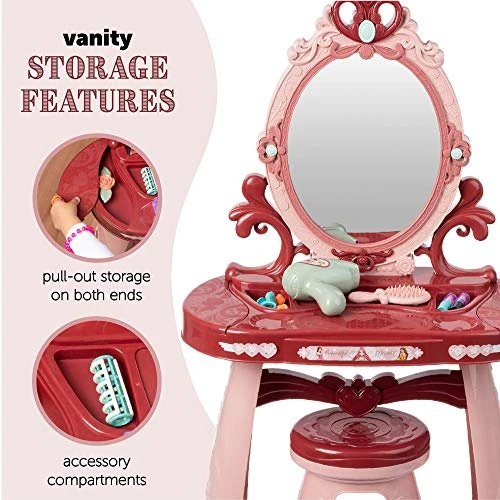 Vanity For Little Girls | Kids Makeup Vanity | Play Vanity Sets For Girls | Toddler Makeup Vanity | Vanity Set For Little Girls | Makeup Table For Girls | Girls Play Vanity For 3, 4, & 5 Year Old 7 Vanity For Little Girls | Kids Makeup Vanity | Play Vanity Sets For Girls | Toddler Makeup Vanity | Vanity Set For Little Girls | Makeup Table For Girls | Girls Play Vanity For 3, 4, & 5 Year Old - Image 5