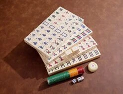 Mose Cafolo Chinese Mahjong Game Set 1.5" X-Large 144 Numbered White Ivory Color Melamine Tiles With Carrying Travel Case,Complete Majiang, Majong, Mah-Jongg Game Set -Folkmanis Toys Shop 51bOdRTlF1L