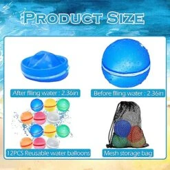 Reusable Magnetic Water Balloons, Silicone Water Bomb Balls Water Balloons With Mesh Bag, Self-Sealing Refillable Water Fight Ball Summer Party Outdoor Activities Games Toys For Kids Boys Girls(12PCS) -Folkmanis Toys Shop 51bSQYoOWnL