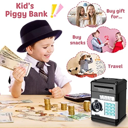 2 Pcs Piggy Bank Cash Coin Can ATM Bank Electronic Coin Money Bank Money Saving Box For Kids Age 4-12 Electronic Code Piggy Bank Money Counter Safe Box Coin Bank For Children, Boys Girls Gift 4 2 Pcs Piggy Bank Cash Coin Can ATM Bank Electronic Coin Money Bank Money Saving Box For Kids Age 4-12 Electronic Code Piggy Bank Money Counter Safe Box Coin Bank For Children, Boys Girls Gift - Image 2