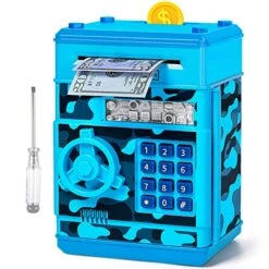 Piggy Bank For Boys Girls, Vcertcpl ATM Coin Bank Money Saving Box With Password, Kids Safe Money Jar With Auto Grab Bill Slot, Birthday Gifts Toys Bank For 6 7 8 9 10 11 12 Year Old Girls Boys