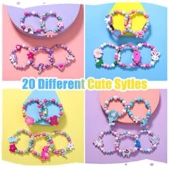 JOTIKO 20 Psc Bracelets For Little Girls - Princess Birthday Party Favors Goodie Bag Pinata Stuffers, Cute Friendship Rainbow Beaded Bracelet Play Jewelry Unicorn Mermaid Animals Wooden Charms Classroom Exchange Gifts -Folkmanis Toys Shop 51bouQQ88JL