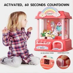 Claw Machine For Kids, Mini Vending Machines Arcade Candy Indoor Claw Game Prizes Fun Toy, Electronic Small Pink Toys For Girls，Gifts For 5 6 7 8 9 10 Year Old -Folkmanis Toys Shop 51bs5ZsnOxL