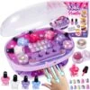 Golray Kids Nail Polish Set For Girls, All-in-One Nail Art Kit - Nail Dryer/ Nail Polish/ Glitter Powder/ False Nails/ Nail Decals/ Toe Separator/File, Age 3-12 Little Girl Gift -Folkmanis Toys Shop 51bwg1JQswL