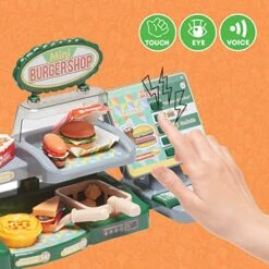 Pretend Play Burger Shop With Menu Toy Set, Kids Kitchen Playset Play Food Retro Diner Stand For Kids - Toddler Kitchen Playset Accessories Toy With Juice Drink Machines, Hamburger Fastfood- 25 PCS 15 Pretend Play Burger Shop With Menu Toy Set, Kids Kitchen Playset Play Food Retro Diner Stand For Kids - Toddler Kitchen Playset Accessories Toy With Juice Drink Machines, Hamburger Fastfood- 25 PCS -Folkmanis Toys Shop 51cI7vBwDgL