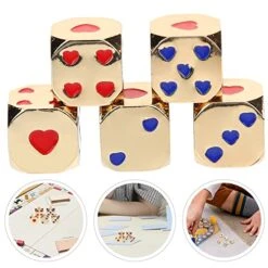 NUOBESTY 5Pcs Metal Dice Toys, Decorative Dice With Heart Dots Board Games Dice Games Party Props And Classroom Supplies -Folkmanis Toys Shop 51cKuW9zvpL
