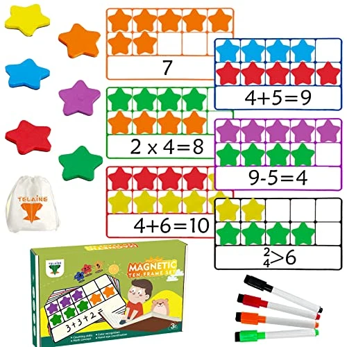 Magnetic Ten-Frame Set, Math Manipulative For Elementary, Math Counter Games For Kids Kindergarten, Montessori Number Blocks Toy For Kids, Kindergarten Classroom Must Haves 3 4 5 Year Old 3 Magnetic Ten-Frame Set, Math Manipulative For Elementary, Math Counter Games For Kids Kindergarten, Montessori Number Blocks Toy For Kids, Kindergarten Classroom Must Haves 3 4 5 Year Old
