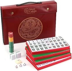 Mose Cafolo Chinese Mahjong Game Set 1.5" X-Large 144 Numbered White Ivory Color Melamine Tiles With Carrying Travel Case,Complete Majiang, Majong, Mah-Jongg Game Set -Folkmanis Toys Shop 51cPSSLOIRL. AC