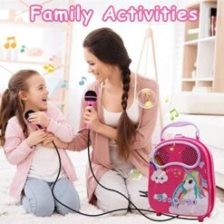 N/A NA Kids Karaoke Machine For Girls Boys With 2 Microphones Toddlers Bluetooth Karaoke Toy For Singing Portable Children Karaoke Speaker With Voice Changer For Christmas Holiday Birthday Gift -Folkmanis Toys Shop 51cPY0tQpdL