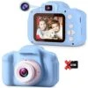 Kids Camera Toys Gifts For Boys Girls, Selfie Children Digital Video Shockproof Camcorder With Front Rear Dual-Lens, Best Christmas Birthday Gift For Kids, 32GB SD Card Included, Blue