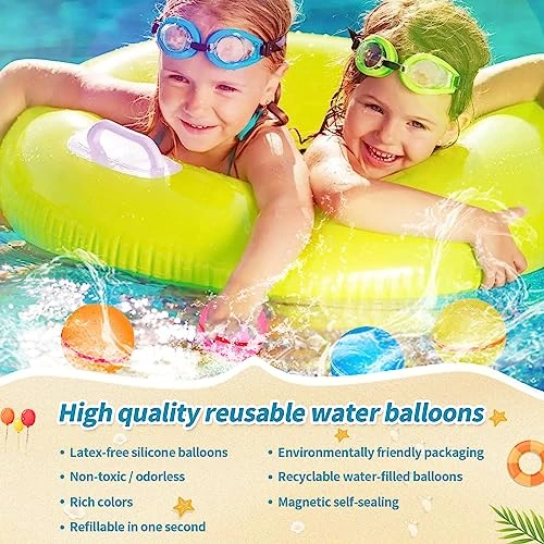 SMARTVIN 12PCS Reusable Magnetic Water Balloons, Self-Sealing Quick-Fill Splash Ball With Mesh Bag, Suitable For Outdoor Games, Bath, Backyard Pool. 4 SMARTVIN 12PCS Reusable Magnetic Water Balloons, Self-Sealing Quick-Fill Splash Ball With Mesh Bag, Suitable For Outdoor Games, Bath, Backyard Pool. - Image 2