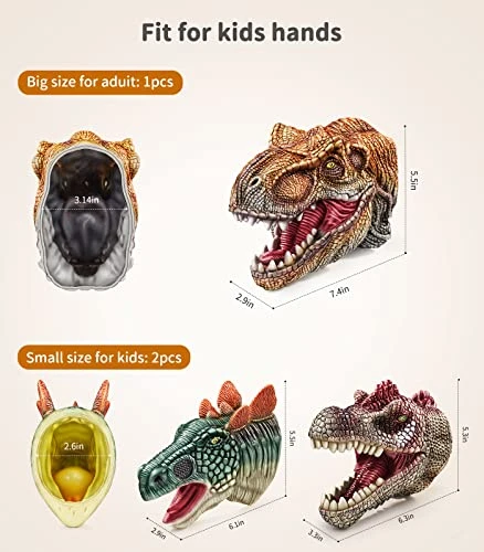 Dinosaur Puppet Toys For Kid 4-7, Geyiie Soft Dino Hand Puppets For Parent-Child Size, Pinata For Boys Girls Birthday Party Halloween Decor 5 Dinosaur Puppet Toys For Kid 4-7, Geyiie Soft Dino Hand Puppets For Parent-Child Size, Pinata For Boys Girls Birthday Party Halloween Decor - Image 3