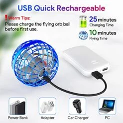 Flying Orb Ball Toy 2023 Upgraded, Hover Orb Ball With Lights, Hand Controlled Flying Spinner Mini Drone Ball, Magic Boomerang Ball Drone, Cool Toys Birthday Gift For Kids Adults Indoor Outdoor (Blue) -Folkmanis Toys Shop 51coWbojoTL