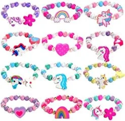 JOTIKO 20 Psc Bracelets For Little Girls - Princess Birthday Party Favors Goodie Bag Pinata Stuffers, Cute Friendship Rainbow Beaded Bracelet Play Jewelry Unicorn Mermaid Animals Wooden Charms Classroom Exchange Gifts -Folkmanis Toys Shop 51cpoT xaKL. AC