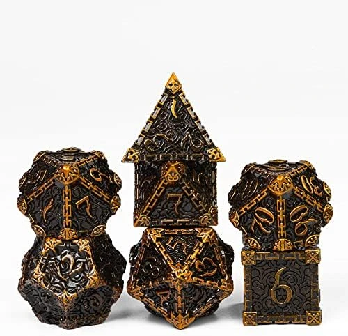 Cusdie Metal Dice Set, 7 Pcs DND Metal Dice, Pinwheel Design Polyhedral Dice Set, For Role Playing Game D&D Dice MTG Pathfinder(Silver Golden) 8 Cusdie Metal Dice Set, 7 Pcs DND Metal Dice, Pinwheel Design Polyhedral Dice Set, For Role Playing Game D&D Dice MTG Pathfinder(Silver Golden) - Image 6