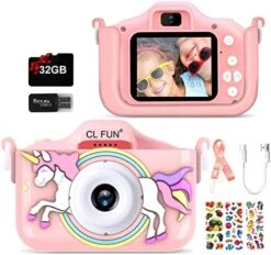 CL FUN Kids Camera, Unicorn Camera For Kids Girls/Boys Age 3-12, Toddler Digital Video Camera With Silicone Cover,Portable Toy Camera With 32GB SD Card,Christmas Birthday Gifts For Kids-Unicorn Purple -Folkmanis Toys Shop 51czPvRBF8L. AC