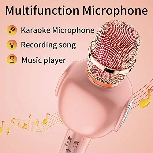 Microphone For Kids, Portable Handheld Wireless Bluetooth Karaoke Mic Machine For Home, Party And Birthday, Best Gifts Toys For Kids Girls Age 5 6 7 8 9 (Rose Gold) 4 Microphone For Kids, Portable Handheld Wireless Bluetooth Karaoke Mic Machine For Home, Party And Birthday, Best Gifts Toys For Kids Girls Age 5 6 7 8 9 (Rose Gold) - Image 2