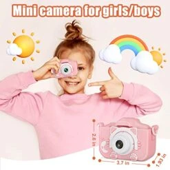 Vasttron Camera Toys For Kids 3 4 5 6 7 8 9 10 11 12 Years - Girls Boys Gift Digital Selfie Cameras Toddler Pink/Blue Cute Cat Camcorder Video Game Tools Children Electronics Toy With 32GB SD Card -Folkmanis Toys Shop 51czlQjkHIL