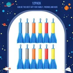 Macarrie 12 Packs Slingshot Finger Rockets Toys LED Foam Rocket Launcher Fun Toy For Summer Outdoor Indoor Camping Games Activities Party Favors, Flying Light Up To 100 Feet -Folkmanis Toys Shop 51d9x3Mpv0L