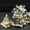 Cusdie Metal Dice Set, 7 Pcs DND Metal Dice, Pinwheel Design Polyhedral Dice Set, For Role Playing Game D&D Dice MTG Pathfinder(Silver Golden) -Folkmanis Toys Shop 51dHHMqLIfL