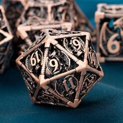 ARUOHHA DND Metal Dice Set 7PCS Hollow D&D Dice With Box, Dungeons And Dragons RPG Polyhedral Dice D+D Role Playing Games D And D Dice Set D20 D12 D10 D8 D6 D4 -Folkmanis Toys Shop 51dM4oVwCML