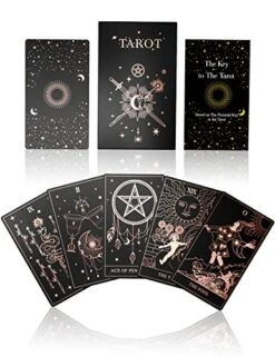 WJPC Rose Gold Foil Tarot Card Decks Set With Guidebook&Gift Box For Beginner& Expert. Fortune Telling Game Cards For Tarot Decks.