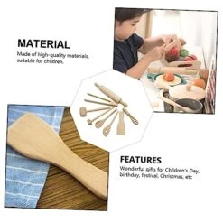 SAFIGLE 1 Set 8pcs Children's Kitchen Toys Kids Mini Toys Wooden Toys Toddlers Toys Kitchen Pretend Games Wood Cooking Utensils House Play Kitchenware Children Children Toys Sports -Folkmanis Toys Shop 51dVWtlmE2L
