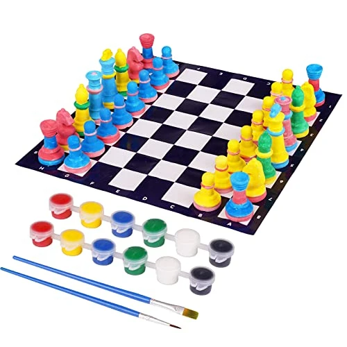 Painting Chess Set For Kids- Hand Painting Kit For Kids (2 In 1) Kids Arts And Crafts Set Painting Your Own Chess Set Painting Toys Colorful Plaster Chess Pieces Education Toys 3 Painting Chess Set For Kids- Hand Painting Kit For Kids (2 In 1) Kids Arts And Crafts Set Painting Your Own Chess Set Painting Toys Colorful Plaster Chess Pieces Education Toys