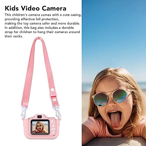 Kids Video Camera, Video Camera Toy Video Recording Automatci Shutdown 2.0in IPS Screen 8X Focusing Selfie Rechargeable Fun Playing For 3-12 Years Old (Pink) 5 Kids Video Camera, Video Camera Toy Video Recording Automatci Shutdown 2.0in IPS Screen 8X Focusing Selfie Rechargeable Fun Playing For 3-12 Years Old (Pink) - Image 3