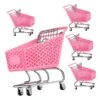 STOBOK 4pcs Wagons Carts Makeup Trolley Pink Office Desk Shopping Cart Mini Grocery Mini Brands Series 3 Shopping Cart Supermarket Trolley Desk Shopping Cart Storage Plastic