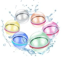 GENERIC Reusable Water Balloons, Quick Fill Self Sealing Refillable Water Balls For Kids, Magnetic Water Bomb Splash Balls For Water Fight Game, Summer Party (6PC)