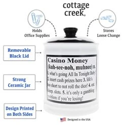 Cottage Creek Casino Money Jar Piggy Bank Gambling Gifts Casino Party Decorations